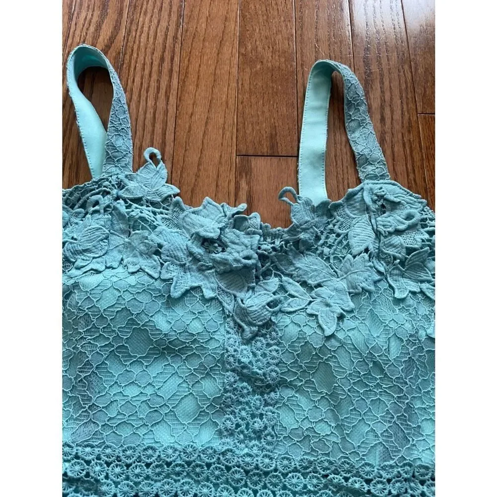 foxiedox Turquoise Angelisa Sleeveless Lace Maxi Dress Asymmetrical Hem Sz XL